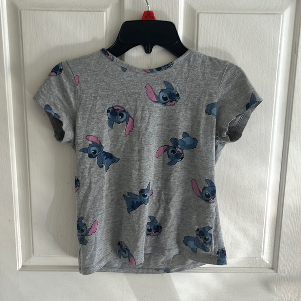 Grey Disney Stich shirt Size S with open back